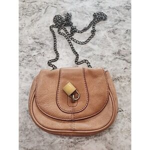 BANANA REPUBLIC mini Coin Purse Bag Cross Body Chain Brown Leather‎ cowgirl boho